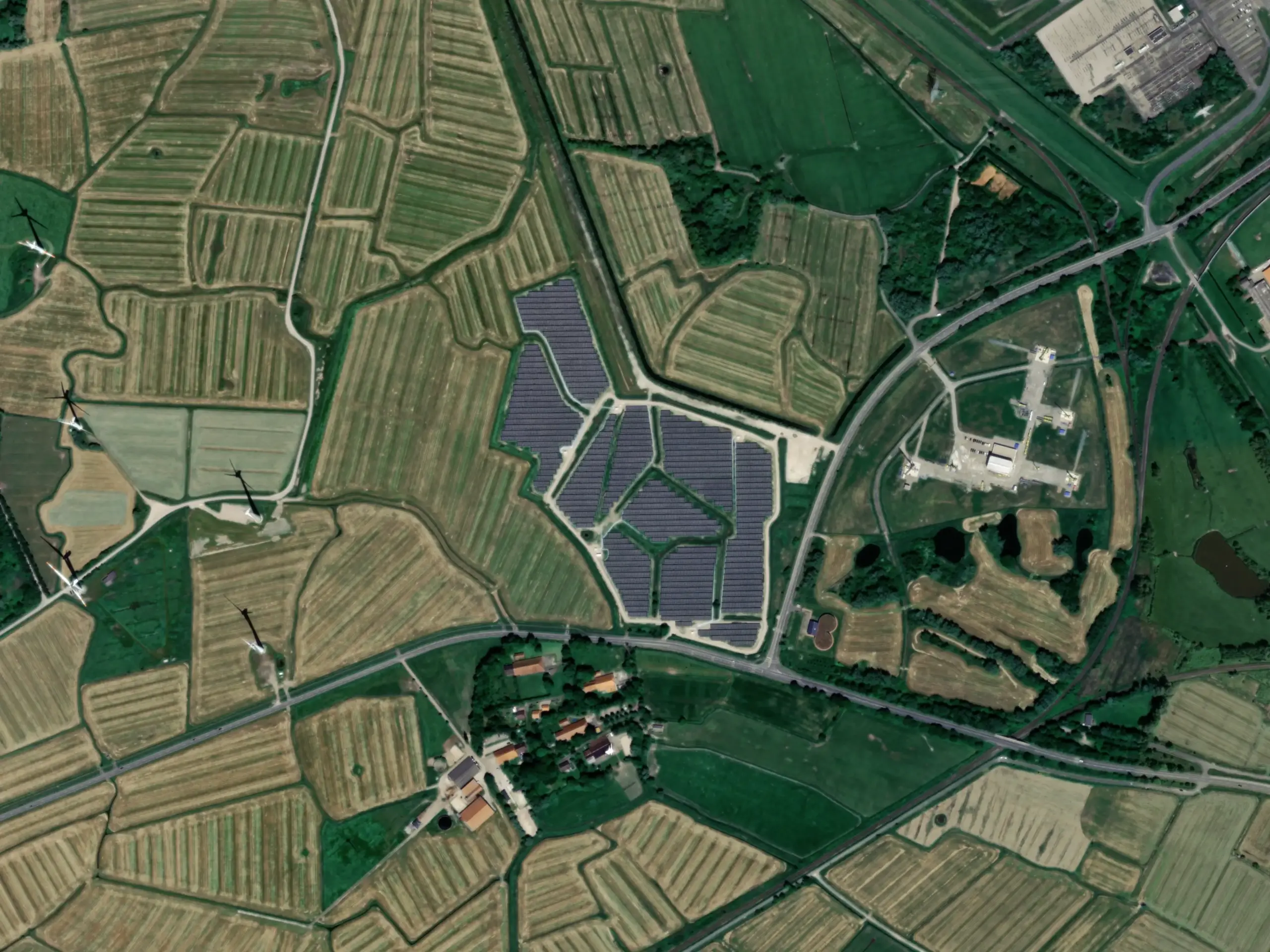 ArcGIS-Satellitenfoto der Photovoltaik-Freilandanlage