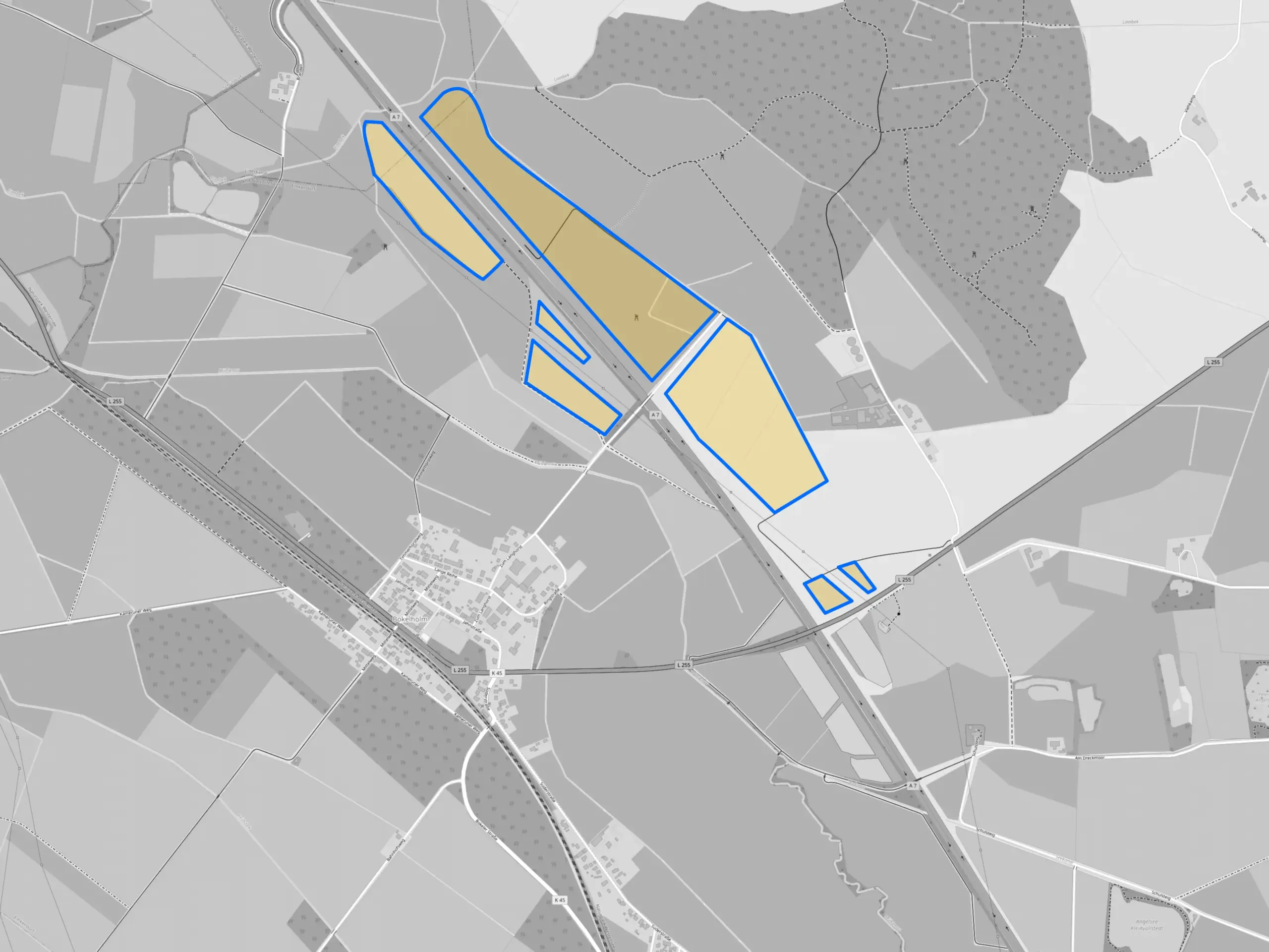Flächenkarte des Solarparks Emkendorf Nord