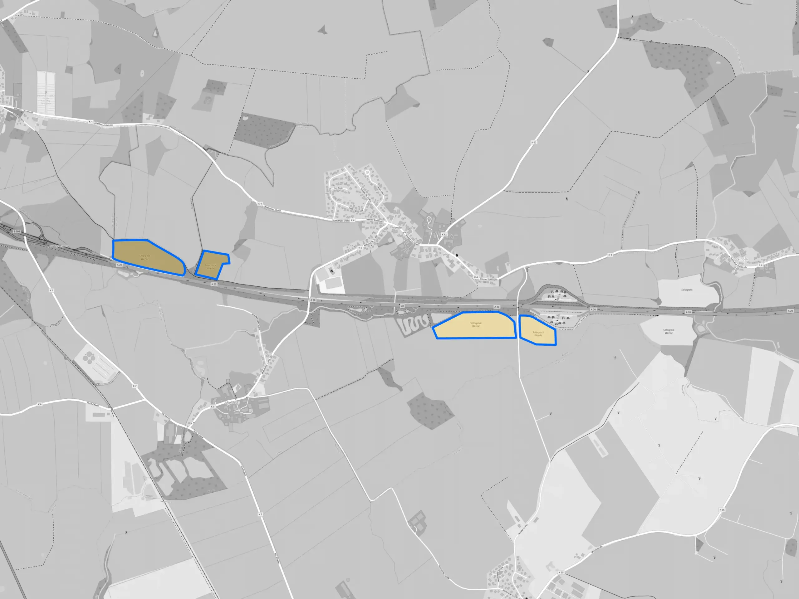 Flächenkarte des Solarparks Weede I