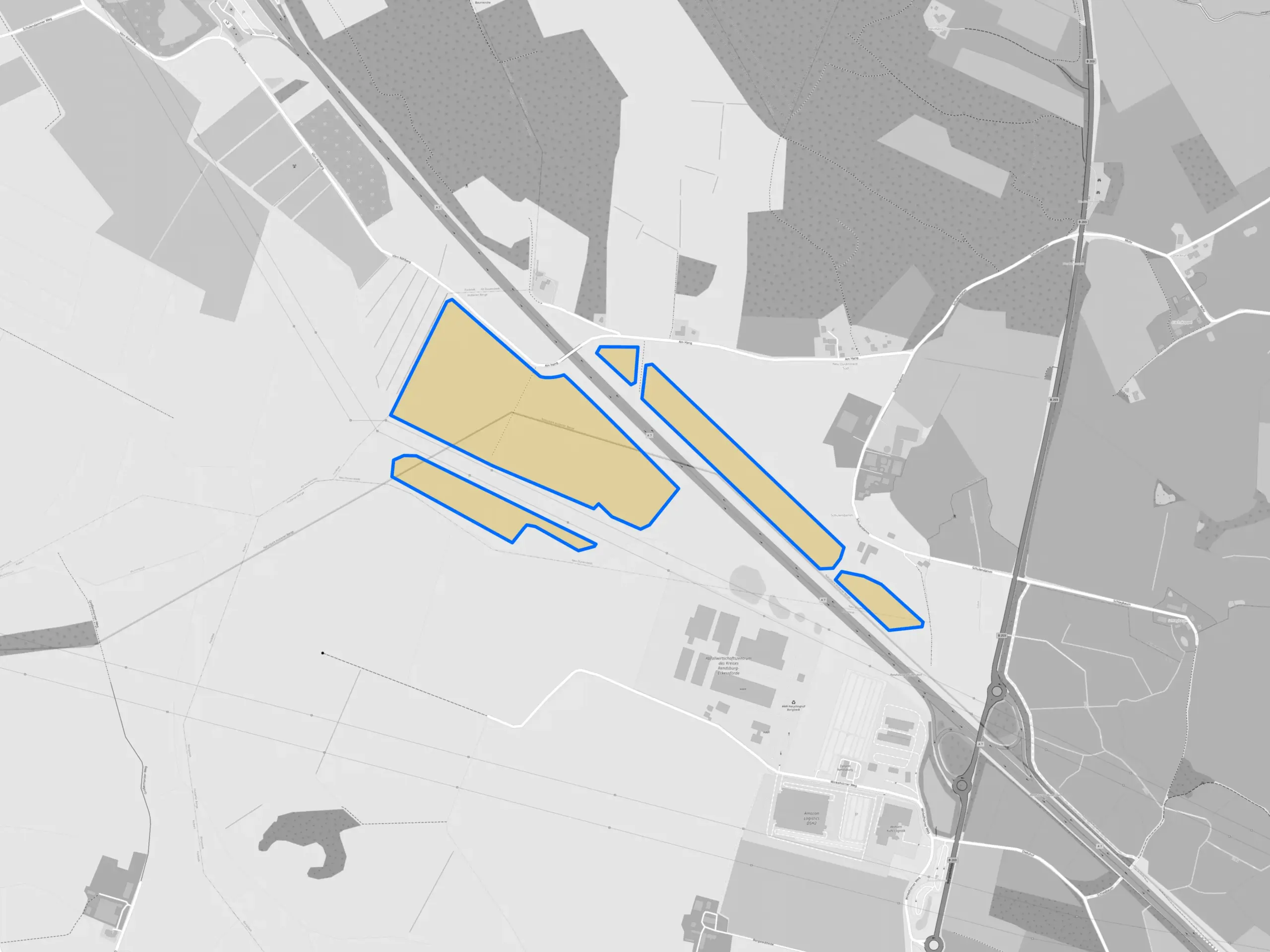 Flächenkarte des Solarparks Neu Duvenstedt