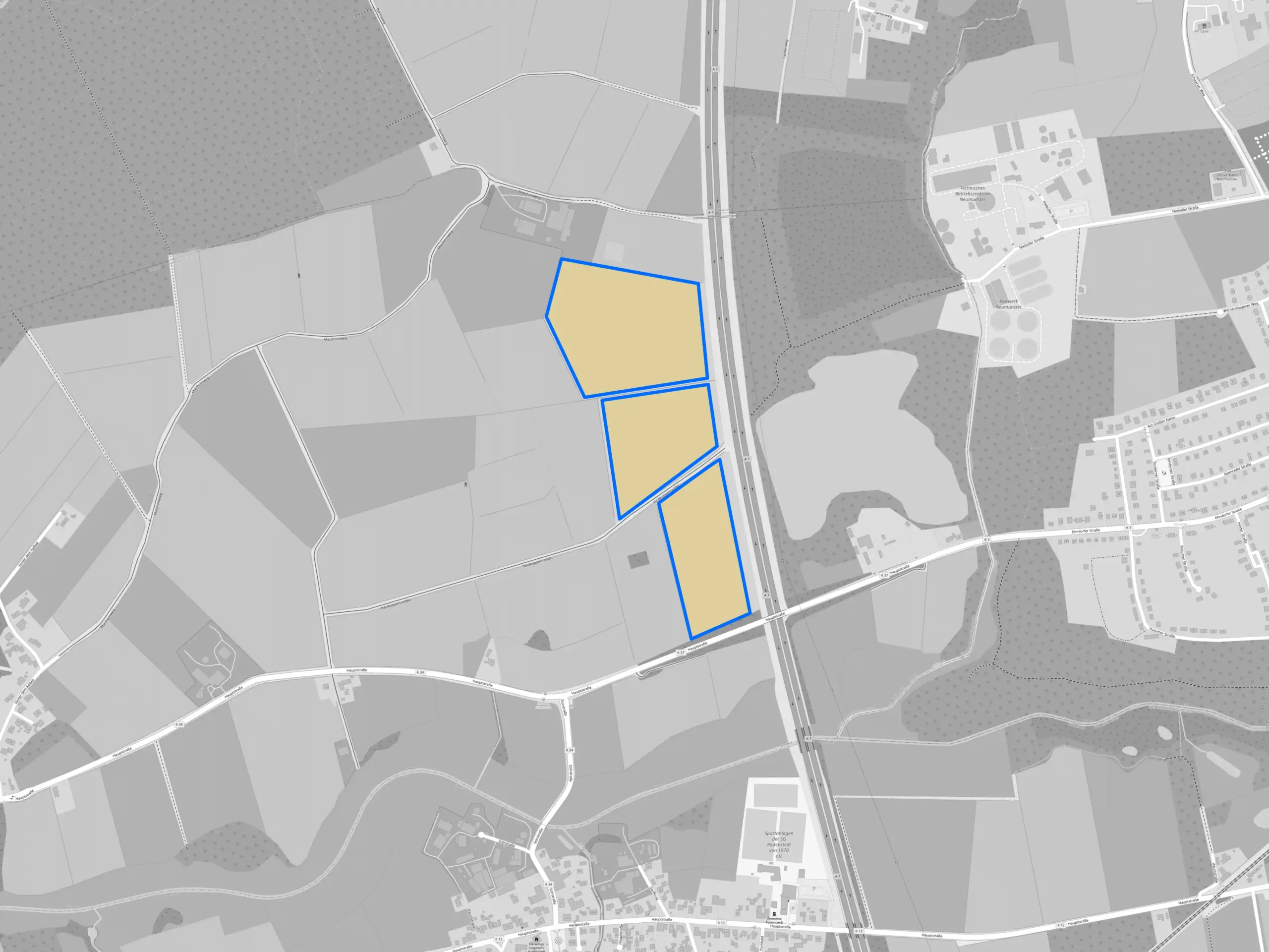 Flächenkarte der Photovoltaik-Freilandanlage in Ehndorf