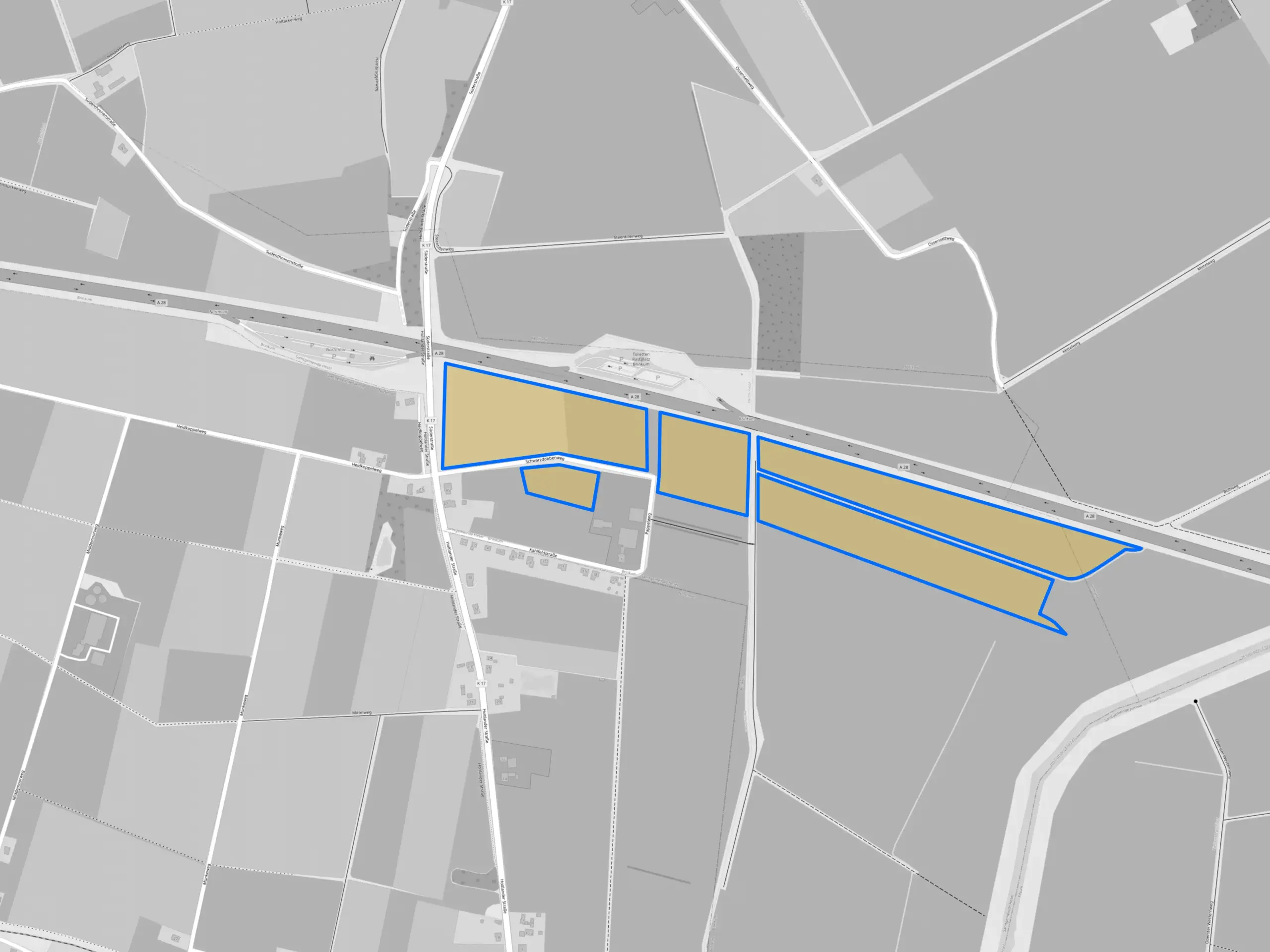 Flächenkarte des Solarparks in Brinkum